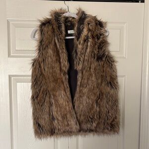 Grace & Lace Faux Fur Vest - Brown